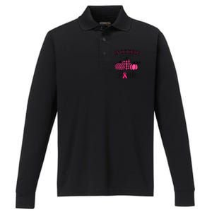 In October We Wear Thanksgiving Breast Cancer Awareness Gift Performance Long Sleeve Polo