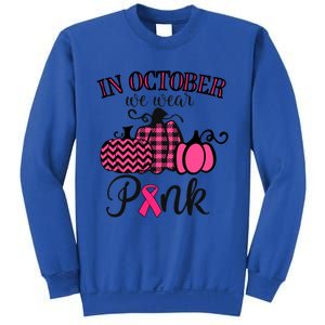 In October We Wear Thanksgiving Breast Cancer Awareness Gift Sweatshirt