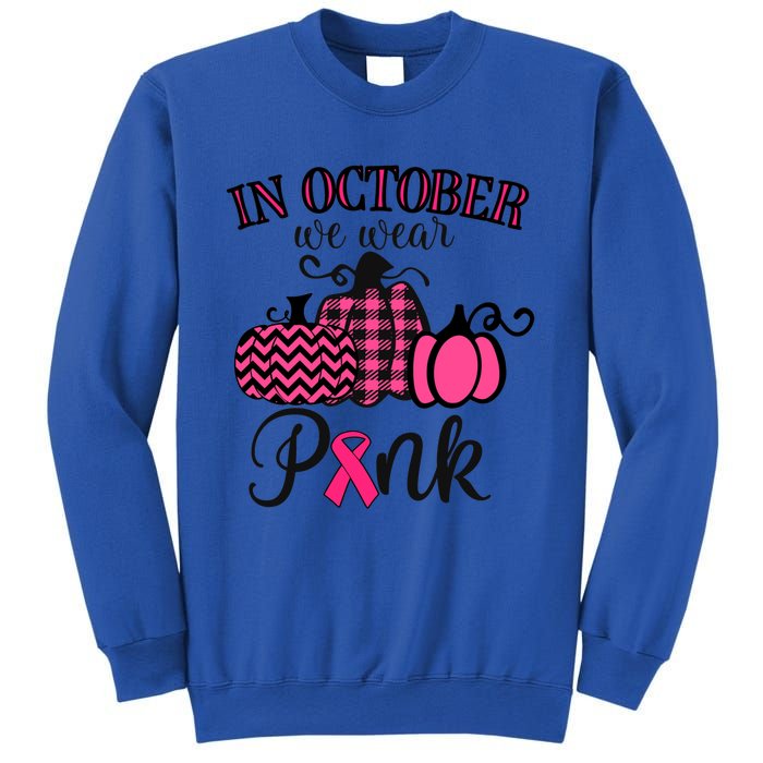 In October We Wear Thanksgiving Breast Cancer Awareness Gift Sweatshirt