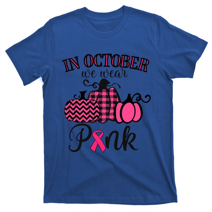 In October We Wear Thanksgiving Breast Cancer Awareness Gift T-Shirt