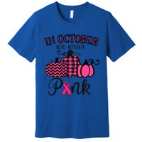 In October We Wear Thanksgiving Breast Cancer Awareness Gift Premium T-Shirt