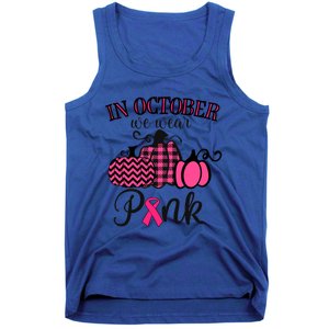 In October We Wear Thanksgiving Breast Cancer Awareness Gift Tank Top