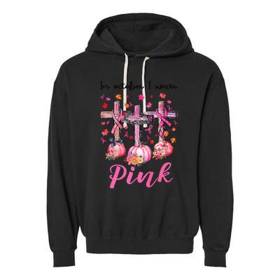 in october we wear pink jesus cross breast cancer awareness Garment-Dyed Fleece Hoodie