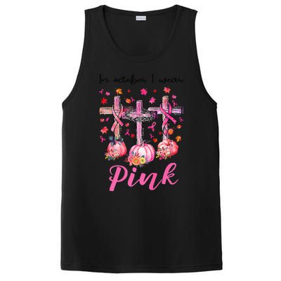 in october we wear pink jesus cross breast cancer awareness PosiCharge Competitor Tank