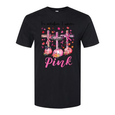 in october we wear pink jesus cross breast cancer awareness Softstyle CVC T-Shirt