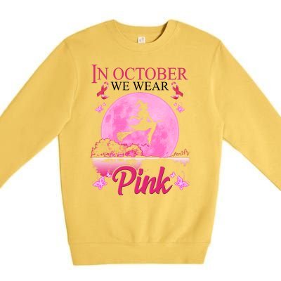 In October We Wear Pink Halloween Breast Cancer Premium Crewneck Sweatshirt