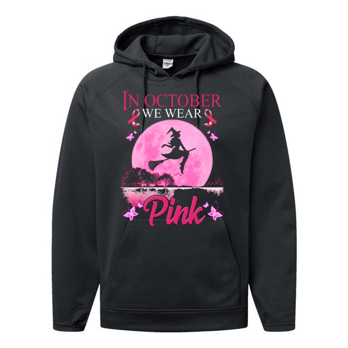 In October We Wear Pink Halloween Breast Cancer Performance Fleece Hoodie