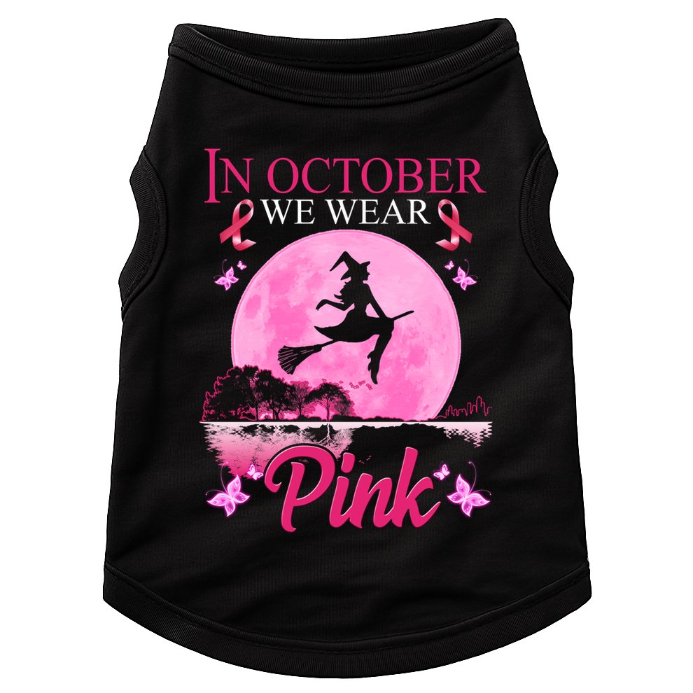 In October We Wear Pink Halloween Breast Cancer Doggie Tank