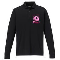 In October We Wear Pink Halloween Breast Cancer Performance Long Sleeve Polo