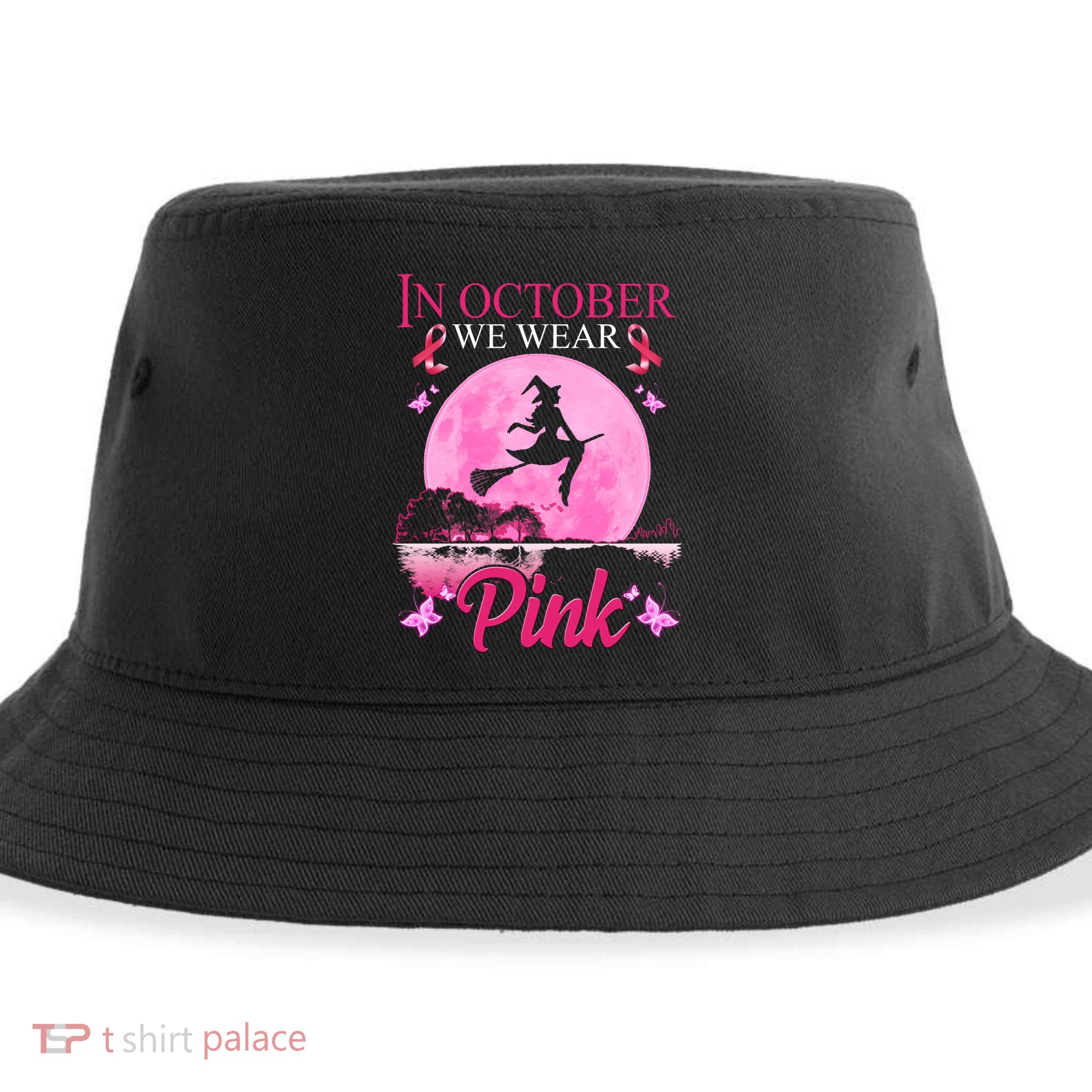 In October We Wear Pink Halloween Breast Cancer Sustainable Bucket Hat