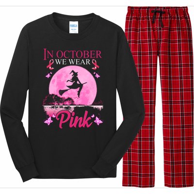 In October We Wear Pink Halloween Breast Cancer Long Sleeve Pajama Set