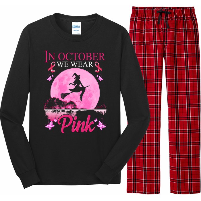 In October We Wear Pink Halloween Breast Cancer Long Sleeve Pajama Set