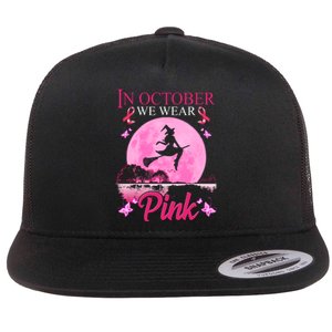 In October We Wear Pink Halloween Breast Cancer Flat Bill Trucker Hat