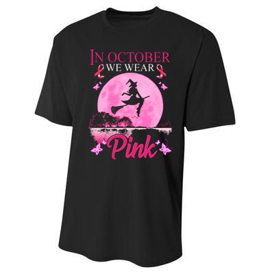 In October We Wear Pink Halloween Breast Cancer Performance Sprint T-Shirt