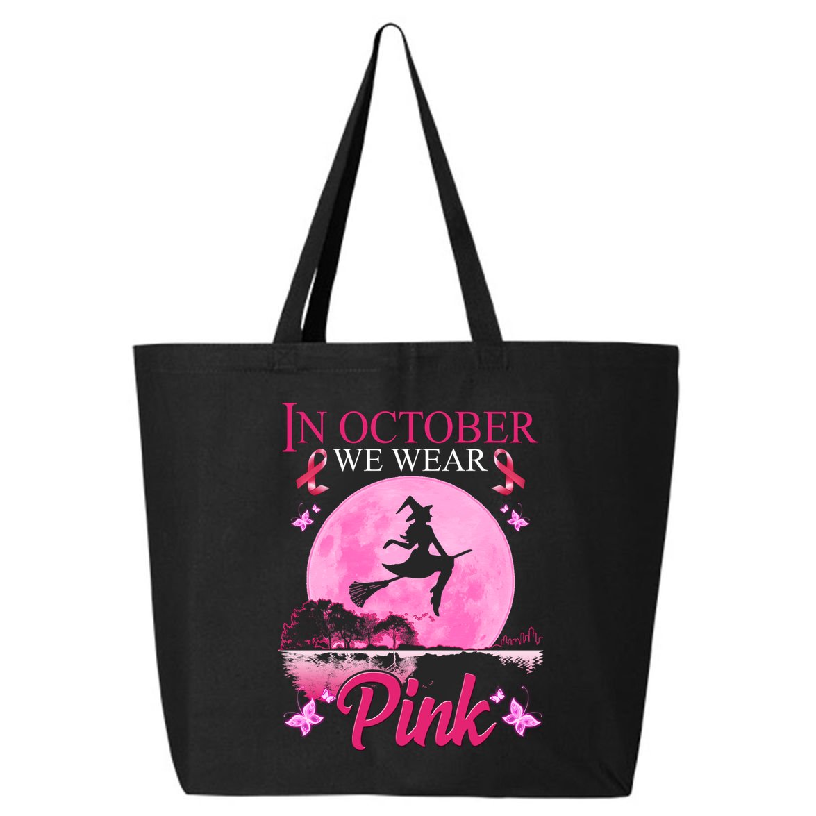 In October We Wear Pink Halloween Breast Cancer 25L Jumbo Tote