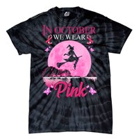 In October We Wear Pink Halloween Breast Cancer Tie-Dye T-Shirt