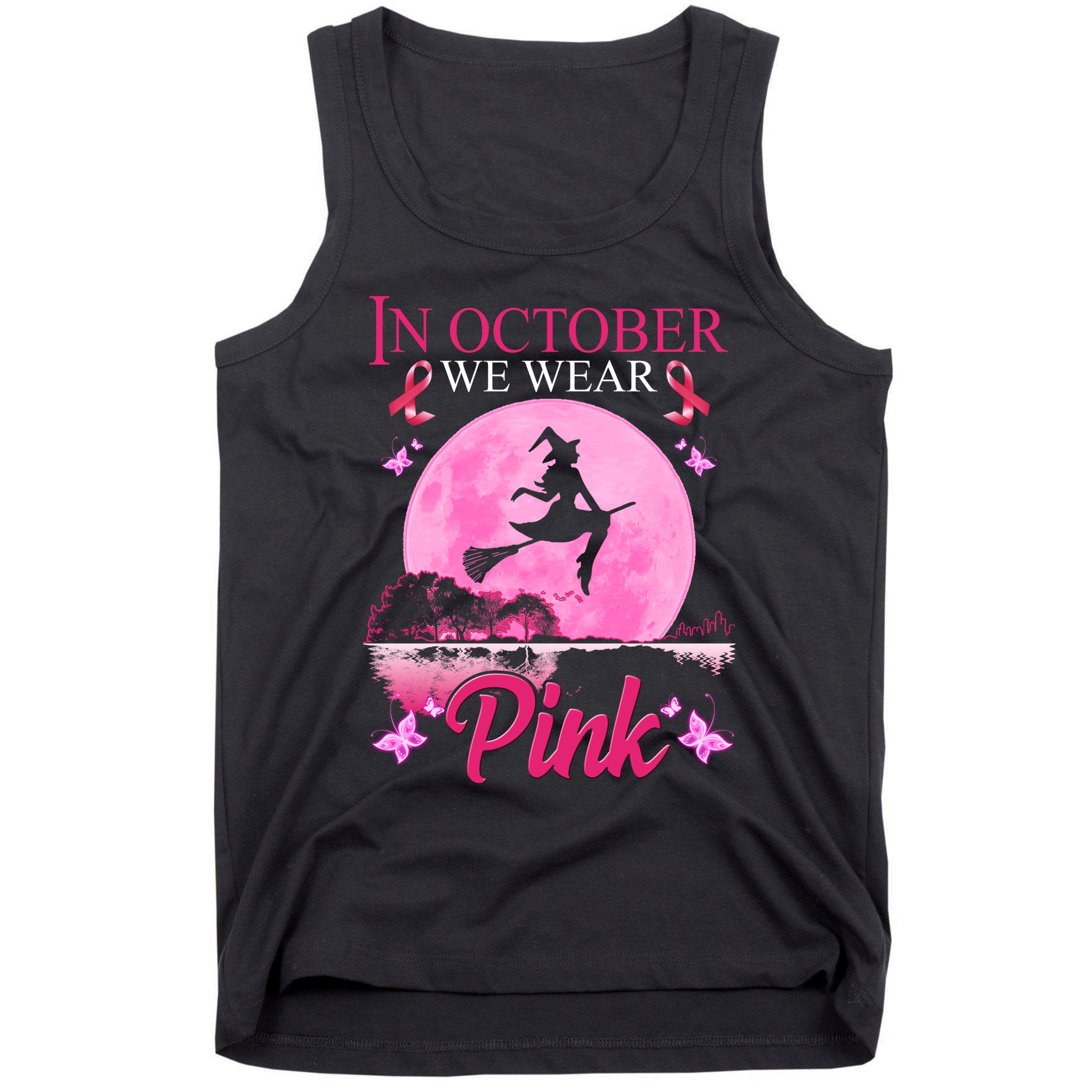 In October We Wear Pink Halloween Breast Cancer Tank Top