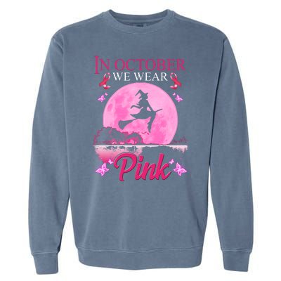 In October We Wear Pink Halloween Breast Cancer Garment-Dyed Sweatshirt