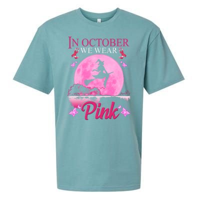 In October We Wear Pink Halloween Breast Cancer Sueded Cloud Jersey T-Shirt