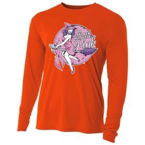 In October We Wear Pink Breast Cancer Witch Halloween Cooling Performance Long Sleeve Crew