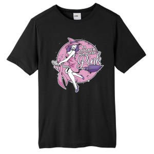 In October We Wear Pink Breast Cancer Witch Halloween Tall Fusion ChromaSoft Performance T-Shirt