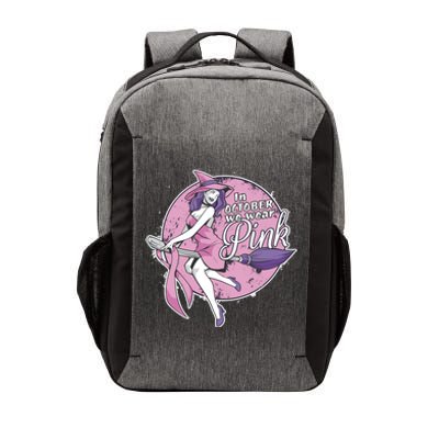 In October We Wear Pink Breast Cancer Witch Halloween Vector Backpack