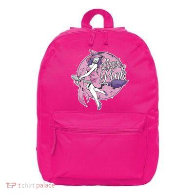 In October We Wear Pink Breast Cancer Witch Halloween 16 in Basic Backpack