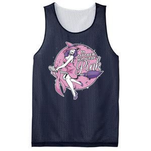 In October We Wear Pink Breast Cancer Witch Halloween Mesh Reversible Basketball Jersey Tank