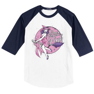 In October We Wear Pink Breast Cancer Witch Halloween Baseball Sleeve Shirt