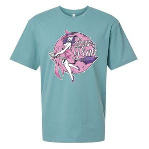 In October We Wear Pink Breast Cancer Witch Halloween Sueded Cloud Jersey T-Shirt