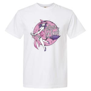 In October We Wear Pink Breast Cancer Witch Halloween Garment-Dyed Heavyweight T-Shirt