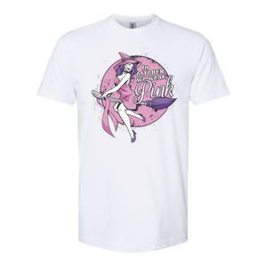 In October We Wear Pink Breast Cancer Witch Halloween Softstyle CVC T-Shirt