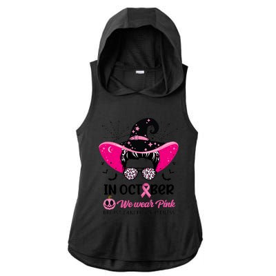 In October Wear Pink Breast Cancer Awareness Witch Halloween Costume Ladies PosiCharge Tri-Blend Wicking Draft Hoodie Tank