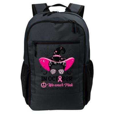 In October Wear Pink Breast Cancer Awareness Witch Halloween Costume Daily Commute Backpack