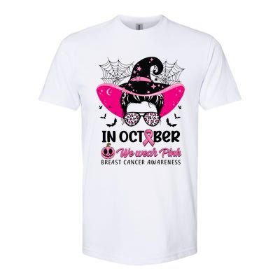 In October Wear Pink Breast Cancer Awareness Witch Halloween Costume Softstyle® CVC T-Shirt