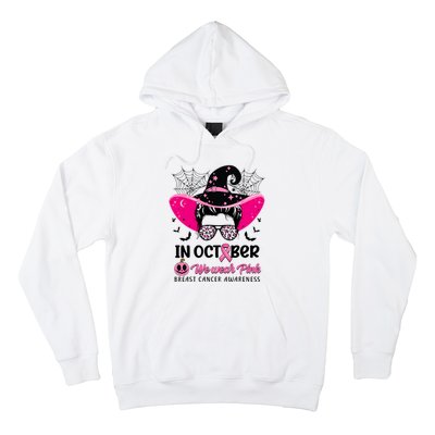 In October Wear Pink Breast Cancer Awareness Witch Halloween Costume Hoodie