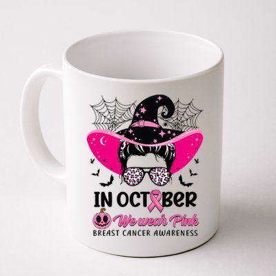 In October Wear Pink Breast Cancer Awareness Witch Halloween Costume Coffee Mug