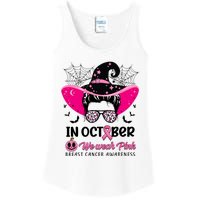 In October Wear Pink Breast Cancer Awareness Witch Halloween Costume Ladies Essential Tank