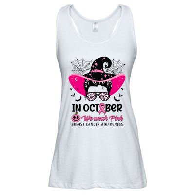 In October Wear Pink Breast Cancer Awareness Witch Halloween Costume Ladies Essential Flowy Tank