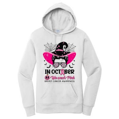 In October Wear Pink Breast Cancer Awareness Witch Halloween Costume Women's Pullover Hoodie