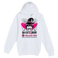 In October Wear Pink Breast Cancer Awareness Witch Halloween Costume Premium Pullover Hoodie