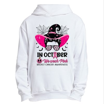 In October Wear Pink Breast Cancer Awareness Witch Halloween Costume Urban Pullover Hoodie