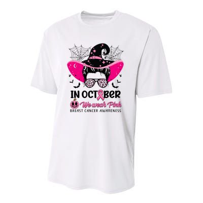 In October Wear Pink Breast Cancer Awareness Witch Halloween Costume Youth Performance Sprint T-Shirt