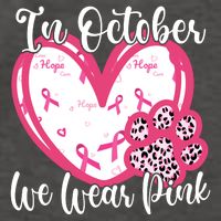 In October We Wear Pink Breast Cancer Paw Print Heart Vector Backpack