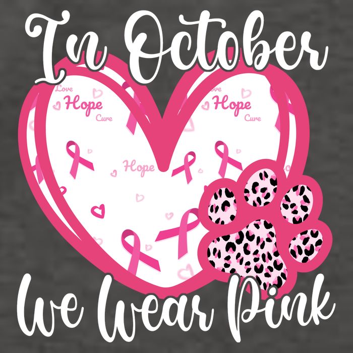 In October We Wear Pink Breast Cancer Paw Print Heart Vector Backpack
