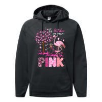 In October We Wear Pink Ribbon Cute Flamingo Breast Cancer Performance Fleece Hoodie