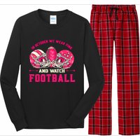 In October We Wear Pink And Watch Football Breast Cancer Long Sleeve Pajama Set