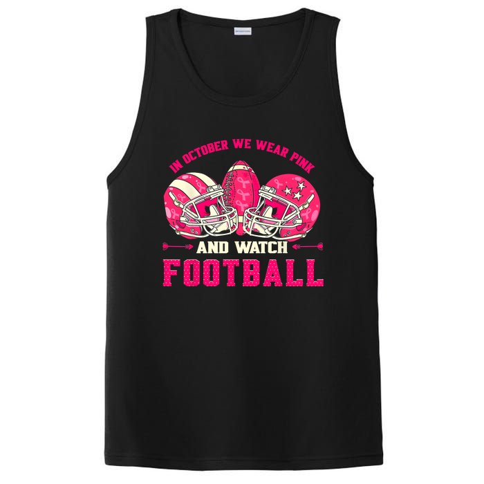 In October We Wear Pink And Watch Football Breast Cancer PosiCharge Competitor Tank