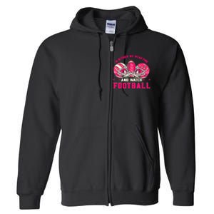 In October We Wear Pink And Watch Football Breast Cancer Full Zip Hoodie