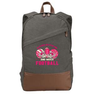 In October We Wear Pink And Watch Football Breast Cancer Cotton Canvas Backpack